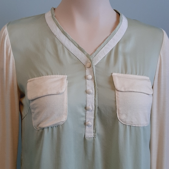 Tsumori Chisato silk apple green long sleeves top - Picture 3 of 9